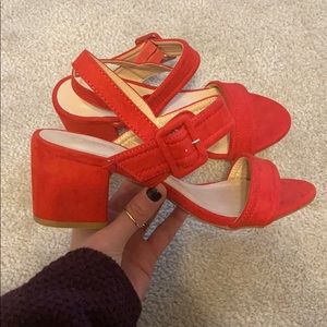 Wild Diva Red Block Heel Sandals